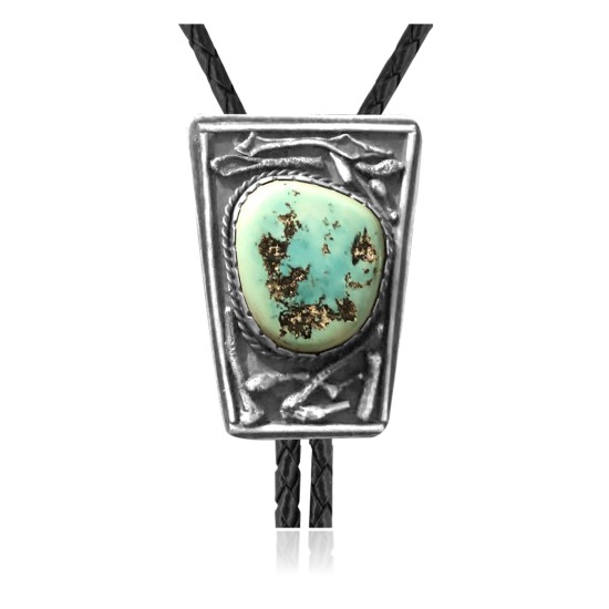 Handmade Certified Authentic Navajo .925 Sterling Silver Native American Natural Turquoise Bolo Tie 34115 Handmade Certified Authentic Navajo .925 Sterling Silver Native American Natural Turquoise Bolo Tie 34115