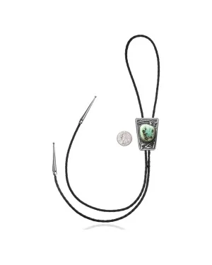Handmade Certified Authentic Navajo .925 Sterling Silver Native American Natural Turquoise Bolo Tie 34115