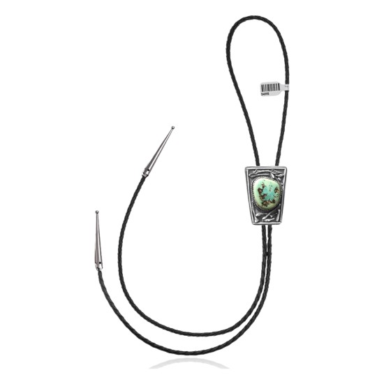 Handmade Certified Authentic Navajo .925 Sterling Silver Native American Natural Turquoise Bolo Tie 34115 Handmade Certified Authentic Navajo .925 Sterling Silver Native American Natural Turquoise Bolo Tie 34115