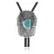 Feather .925 Sterling Silver Certified Authentic Handmade Navajo Native American Natural Turquoise Bolo Tie 34118