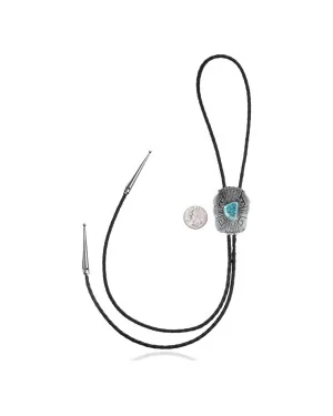 Feather .925 Sterling Silver Certified Authentic Handmade Navajo Native American Natural Turquoise Bolo Tie 34118 Feather .925 Sterling Silver Certified Authentic Handmade Navajo Native American Natural Turquoise Bolo Tie 34118