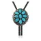 Handmade Certified Authentic Navajo .925 Sterling Silver Native American Natural Turquoise Bolo Tie 34134