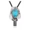 Feather .925 Sterling Silver Certified Authentic Handmade Navajo Native American Natural Turquoise Bolo Tie 34136