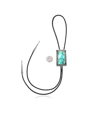 Handmade Certified Authentic Navajo .925 Sterling Silver Native American Natural Turquoise Bolo Tie 34135 Handmade Certified Authentic Navajo .925 Sterling Silver Native American Natural Turquoise Bolo Tie 34135