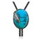 Feather .925 Sterling Silver Certified Authentic Handmade Navajo Native American Natural Turquoise Bolo Tie 34139