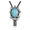 Feather .925 Sterling Silver Certified Authentic Handmade Navajo Native American Natural Turquoise Bolo Tie 34146
