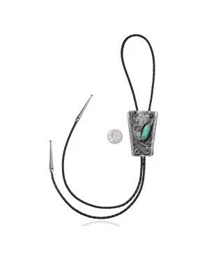 Feather .925 Sterling Silver Certified Authentic Handmade Navajo Native American Natural Turquoise Bolo Tie 34145 Feather .925 Sterling Silver Certified Authentic Handmade Navajo Native American Natural Turquoise Bolo Tie 34145