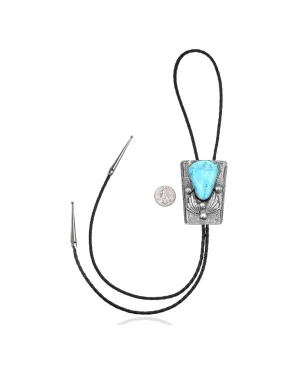 Feather .925 Sterling Silver Certified Authentic Handmade Navajo Native American Natural Turquoise Bolo Tie 34150 Feather .925 Sterling Silver Certified Authentic Handmade Navajo Native American Natural Turquoise Bolo Tie 34150