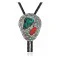 Handmade Certified Authentic Navajo .925 Sterling Silver Native American Natural Turquoise Coral Bolo Tie 34155