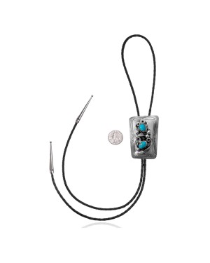 Handmade Certified Authentic Navajo .925 Sterling Silver Native American Natural Turquoise Bolo Tie 34156 Handmade Certified Authentic Navajo .925 Sterling Silver Native American Natural Turquoise Bolo Tie 34156