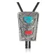 Handmade Certified Authentic Navajo .925 Sterling Silver Native American Natural Turquoise Coral Bolo Tie 34171
