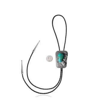 Feather .925 Sterling Silver Certified Authentic Handmade Navajo Native American Natural Turquoise Bolo Tie 34195 Feather .925 Sterling Silver Certified Authentic Handmade Navajo Native American Natural Turquoise Bolo Tie 34195