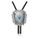 Handmade Certified Authentic Navajo .925 Sterling Silver Native American Natural Turquoise Bolo Tie 34196
