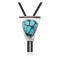 Handmade Certified Authentic Navajo .925 Sterling Silver Native American Natural Turquoise Bolo Tie 34198