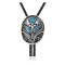  Feather .925 Sterling Silver Certified Authentic Handmade Navajo Native American Natural Turquoise Bolo Tie 34207