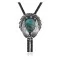Feather .925 Sterling Silver Certified Authentic Handmade Navajo Native American Natural Turquoise Bolo Tie 34211