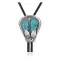 Feather .925 Sterling Silver Certified Authentic Handmade Navajo Native American Natural Turquoise Bolo Tie 34222