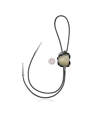 Feather .925 Sterling Silver Certified Authentic Handmade Navajo Native American Natural Turquoise Bolo Tie 34231