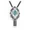 Handmade Certified Authentic Navajo .925 Sterling Silver Native American Natural Turquoise Bolo Tie 34233