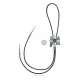Cross .925 Sterling Silver Certified Authentic Handmade Navajo Native American Natural Turquoise Bolo Tie 34267