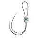 Cross .925 Sterling Silver Certified Authentic Handmade Navajo Native American Natural Turquoise Bolo Tie 34267