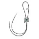 Cross .925 Sterling Silver Certified Authentic Handmade Navajo Native American Natural Turquoise Bolo Tie 34267