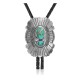 Sun .925 Sterling Silver Certified Authentic Handmade Navajo Native American Natural Turquoise Bolo Tie 34244