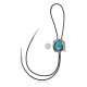 Flower Feather .925 Sterling Silver Certified Authentic Handmade Navajo Native American  Natural Turquoise Bolo Tie 34332