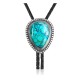 Swirl .925 Sterling Silver Certified Authentic Handmade Navajo Native American Natural Turquoise Bolo Tie 34338