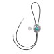 Leaf .925 Sterling Silver Certified Authentic Handmade Navajo Native American Natural Turquoise Bolo Tie 34339