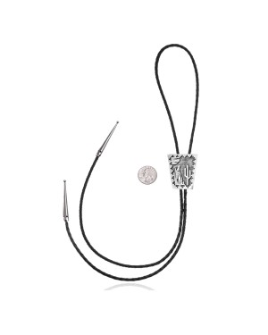 Cactus Mountain Wolf .925 Sterling Silver Certified Authentic Handmade Navajo Native American Bolo Tie 34346