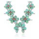 Squash Blossom .925 Sterling Silver Certified Authentic Navajo Native American Natural Turquoise Coral Necklace 35110