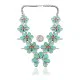 Squash Blossom .925 Sterling Silver Certified Authentic Navajo Native American Natural Turquoise Coral Necklace 35110