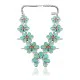 Squash Blossom .925 Sterling Silver Certified Authentic Navajo Native American Natural Turquoise Coral Necklace 35110