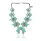 Squash Blossom .925 Sterling Silver Certified Authentic Navajo Native American Natural Turquoise Coral Necklace 35110