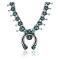 Squash Blossom .925 Sterling Silver Certified Authentic Navajo Native American Natural Turquoise Necklace 35119