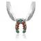 Squash Blossom .925 Sterling Silver Certified Authentic Handmade Navajo Native American Natural Turquoise Coral Necklace 35130