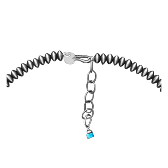 .925 Sterling Silver Certified Authentic Handmade Navajo Native American Natural Turquoise Spiny Oyster Necklace and Pendant 35134