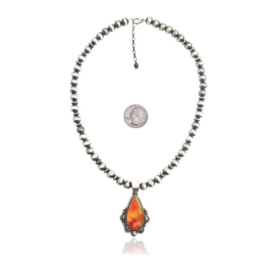 Sun .925 Sterling Silver Certified Authentic Handmade Navajo Native American Spiny Oyster Necklace 35149 Sun .925 Sterling Silver Certified Authentic Handmade Navajo Native American Spiny Oyster Necklace 35149