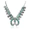 Squash Blossom .925 Sterling Silver Certified Authentic Handmade Navajo Native American Natural Turquoise Necklace 35104