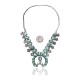 Squash Blossom .925 Sterling Silver Certified Authentic Handmade Navajo Native American Natural Turquoise Necklace 35104