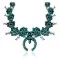 Flower Squash Blossom .925 Sterling Silver Certified Authentic Handmade Navajo Native American Natural Turquoise Necklace 35107