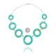 Elegant Flower .925 Sterling Silver Certified Authentic Handmade Navajo Native American Natural Turquoise Necklace 35123