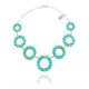 Elegant Flower .925 Sterling Silver Certified Authentic Handmade Navajo Native American Natural Turquoise Necklace 35123