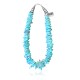 .925 Sterling Silver Certified Authentic Navajo Native American 1 strand Natural Turquoise Necklace Chain 35166