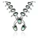 Squash Blossom .925 Sterling Silver Certified Authentic Navajo Native American Natural Turquoise Necklace 35169