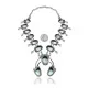 Squash Blossom .925 Sterling Silver Certified Authentic Navajo Native American Natural Turquoise Necklace 35169