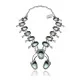 Squash Blossom .925 Sterling Silver Certified Authentic Navajo Native American Natural Turquoise Necklace 35169