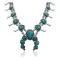 Squash Blossom .925 Sterling Silver Certified Authentic Navajo Native American Natural Turquoise Necklace 35173