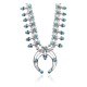 Squash Blossom .925 Sterling Silver Certified Authentic Navajo Native American Natural Turquoise Necklace 35176
